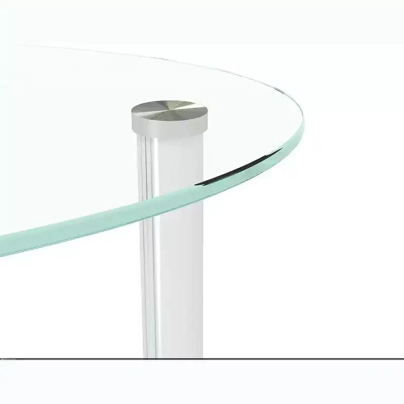 Tavolino da caffè ovale moderno con piano in vetro e gambe in rovere - 89,94x50,01x45,01 cm - Capacità di carico 100 kg