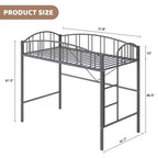 Letto a soppalco singolo con scaletta e sponda di protezione arcuata – Telaio in metallo, portata 159 kg, altezza libera 118 cm