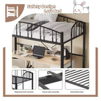 Letto a soppalco singolo con scaletta e sponda di protezione arcuata – Telaio in metallo, portata 159 kg, altezza libera 118 cm