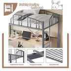 Letto a soppalco singolo con scaletta e sponda di protezione arcuata – Telaio in metallo, portata 159 kg, altezza libera 118 cm