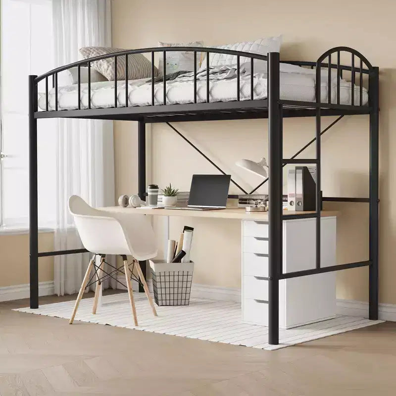 GustoWave Twin Loft Bed, with Ladde and Arched Guardrail