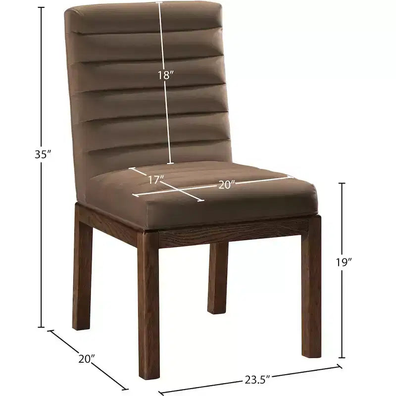 Sedia da pranzo in velluto – Trapuntatura profonda a canali, gambe in legno di frassino noce, design contemporaneo