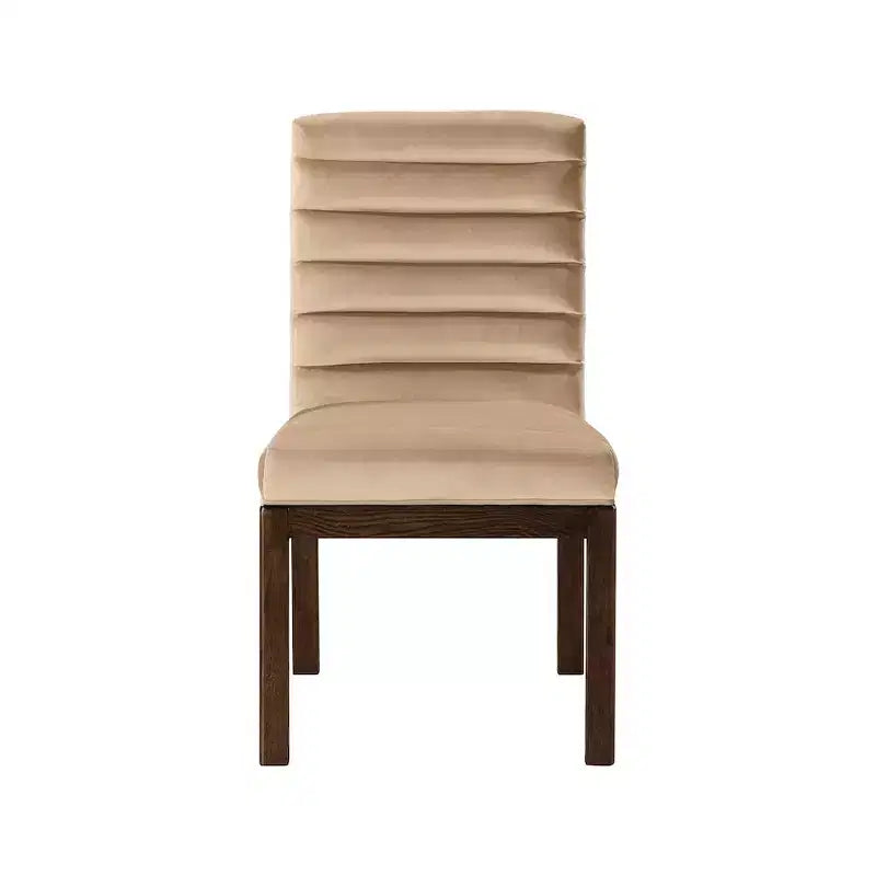 Sedia da pranzo in velluto – Trapuntatura profonda a canali, gambe in legno di frassino noce, design contemporaneo