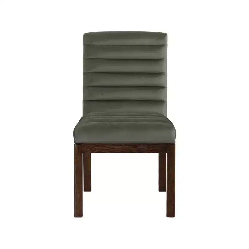 Sedia da pranzo in velluto – Trapuntatura profonda a canali, gambe in legno di frassino noce, design contemporaneo
