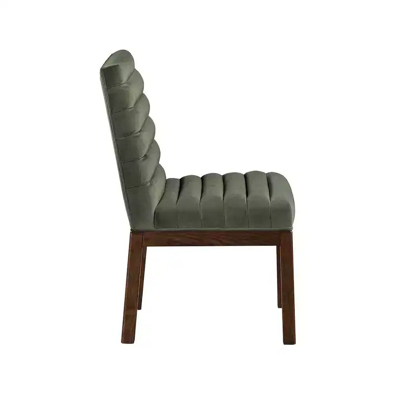 Sedia da pranzo in velluto – Trapuntatura profonda a canali, gambe in legno di frassino noce, design contemporaneo