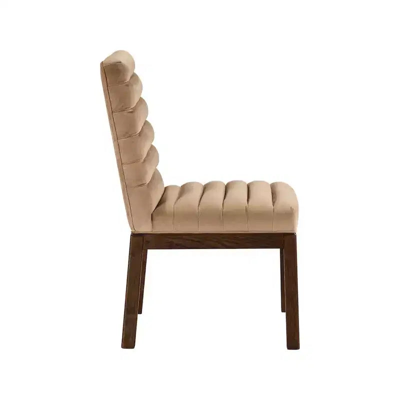 Sedia da pranzo in velluto – Trapuntatura profonda a canali, gambe in legno di frassino noce, design contemporaneo