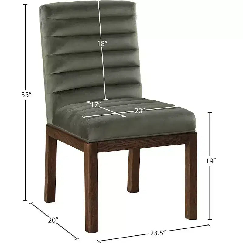 Sedia da pranzo in velluto – Trapuntatura profonda a canali, gambe in legno di frassino noce, design contemporaneo