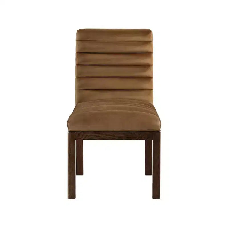 Sedia da pranzo in velluto – Trapuntatura profonda a canali, gambe in legno di frassino noce, design contemporaneo