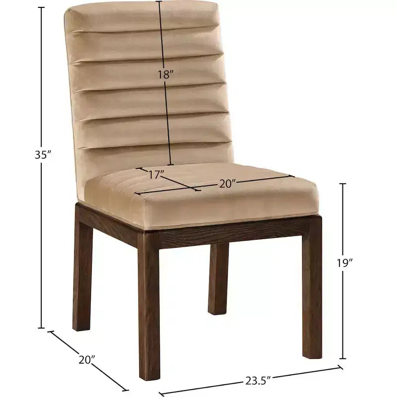 Sedia da pranzo in velluto – Trapuntatura profonda a canali, gambe in legno di frassino noce, design contemporaneo