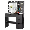 GustoWave Makeup Vanity Desk with Mirror & Lights, Girls Vanity Table with 4 Drawers, Small Dressing Table for Bedroom, Teens & Women