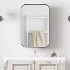 Mobiletto/armadietto da bagno rettangolare nero con specchio, 24 * 16 pollici