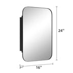 Mobiletto/armadietto da bagno rettangolare nero con specchio, 24 * 16 pollici
