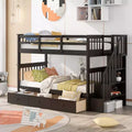 Letto a castello a due piazze con scaletta e tre cassetti per camera da letto, dormitorio - Bianco