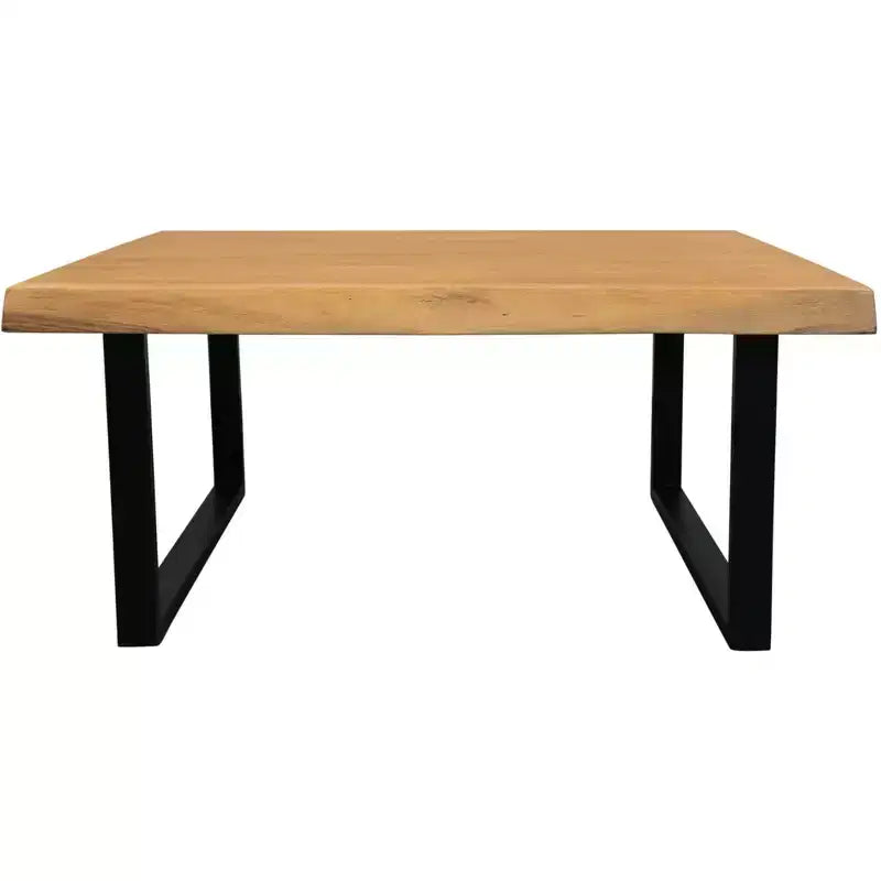 HomeRoots 39 Natural And Black Solid Wood And Iron Square Distressed Coffee Table