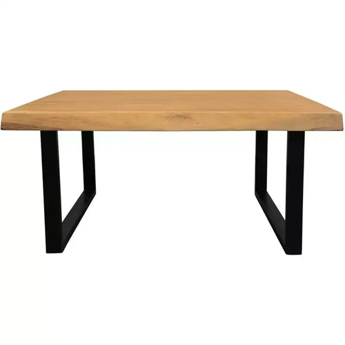 HomeRoots 39 Natural And Black Solid Wood And Iron Square Distressed Coffee Table