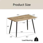 Tavolo da Pranzo Rettangolare Moderno da 120 cm – Piano in MDF, Gambe in Metallo Nero, 4 Posti, Impermeabile