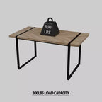 Tavolo da Pranzo Rettangolare Moderno da 120 cm – Piano in MDF, Gambe in Metallo Nero, 4 Posti, Impermeabile