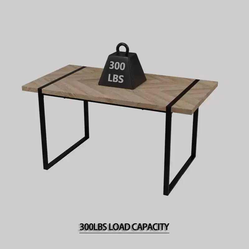 Tavolo da Pranzo Rettangolare Moderno da 120 cm – Piano in MDF, Gambe in Metallo Nero, 4 Posti, Impermeabile