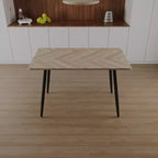 Tavolo da Pranzo Rettangolare Moderno da 120 cm – Piano in MDF, Gambe in Metallo Nero, 4 Posti, Impermeabile