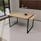 Tavolo da Pranzo Rettangolare Moderno da 120 cm – Piano in MDF, Gambe in Metallo Nero, 4 Posti, Impermeabile