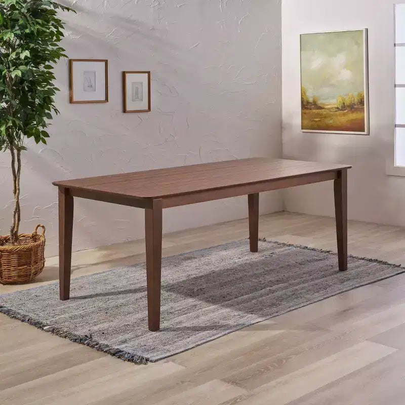Tavolo da pranzo rettangolare da 150/200 cm – Piano effetto legno, Base a piedistallo, 4 posti, Varie opzioni di colore