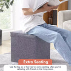 Pouf Contenitore Quadrato Pieghevole da 15" con Coperchio/Vassoio Reversibile – Lino Capitonnè, Multiuso