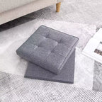 Pouf Contenitore Quadrato Pieghevole da 15" con Coperchio/Vassoio Reversibile – Lino Capitonnè, Multiuso