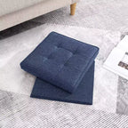 Pouf Contenitore Quadrato Pieghevole da 15" con Coperchio/Vassoio Reversibile – Lino Capitonnè, Multiuso