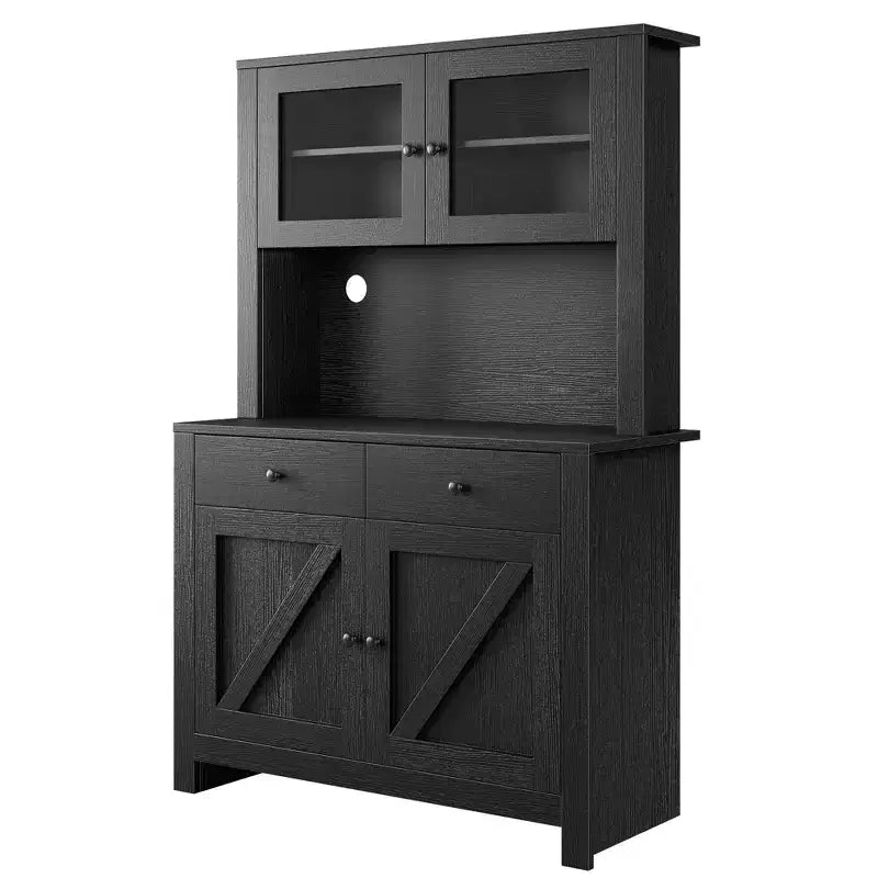 Dispensa da cucina con supporto per microonde - Credenza contenitore indipendente con 4 ante e ripiani regolabili