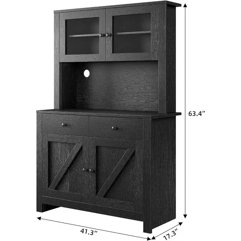Dispensa da cucina con supporto per microonde - Credenza contenitore indipendente con 4 ante e ripiani regolabili