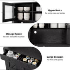 Dispensa da cucina con supporto per microonde - Credenza contenitore indipendente con 4 ante e ripiani regolabili