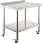 VEVOR Stainless Steel Prep Table, 36 x 24 x 35 Inch, 440lbs Load Capacity Heavy Duty Metal Worktable with Backsplash Adjustable Undershelf, Silver