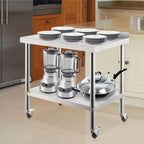 Tavolo da preparazione in acciaio inossidabile 36"x24" – Capacità 200 kg, Paraspruzzi, Ripiano regolabile, Ruote