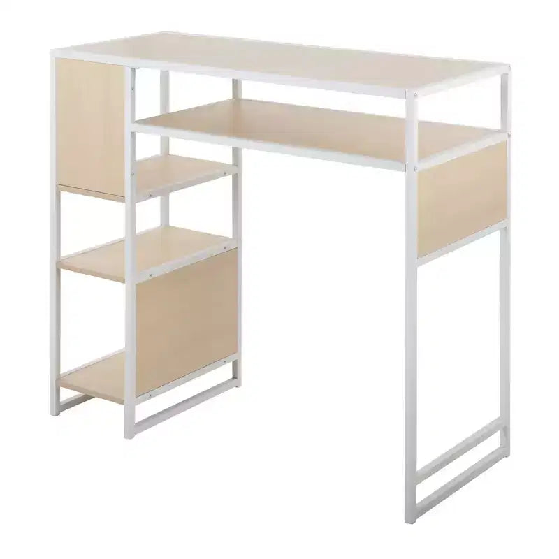 Tavolo da pranzo stile rustico altezza bar con vano contenitore – Piano in legno, Struttura in metallo nero, 43,25"W