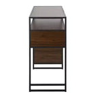 Tavolo da pranzo stile rustico altezza bar con vano contenitore – Piano in legno, Struttura in metallo nero, 43,25"W