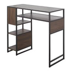Tavolo da pranzo stile rustico altezza bar con vano contenitore – Piano in legno, Struttura in metallo nero, 43,25"W