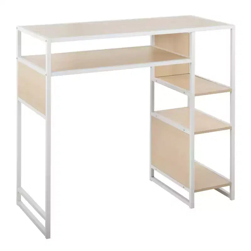 Tavolo da pranzo stile rustico altezza bar con vano contenitore – Piano in legno, Struttura in metallo nero, 43,25"W