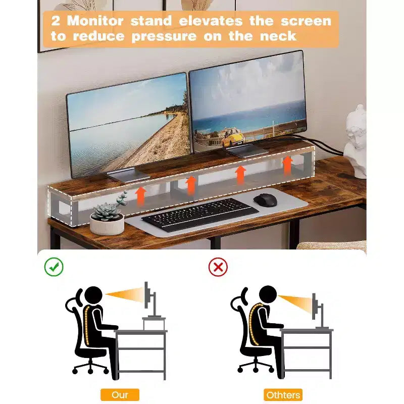 Scrivania angolare per computer - con ciabatta elettrica, postazione da gioco reversibile, supporti per monitor, ripiano regolabile e cassetto portadocumenti
