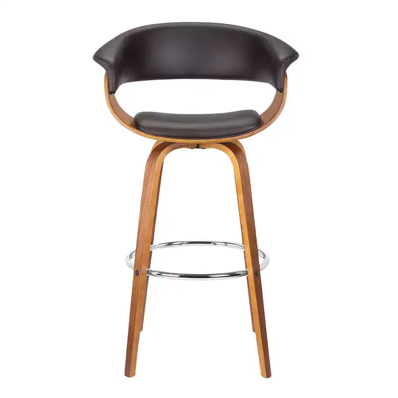 Sgabello da bar girevole da 76 cm in stile Mid-Century – Similpelle, gambe in legno di noce, capacità di 113 kg