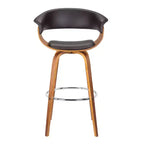 Sgabello da bar girevole da 76 cm in stile Mid-Century – Similpelle, gambe in legno di noce, capacità di 113 kg