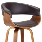 Sgabello da bar girevole da 76 cm in stile Mid-Century – Similpelle, gambe in legno di noce, capacità di 113 kg