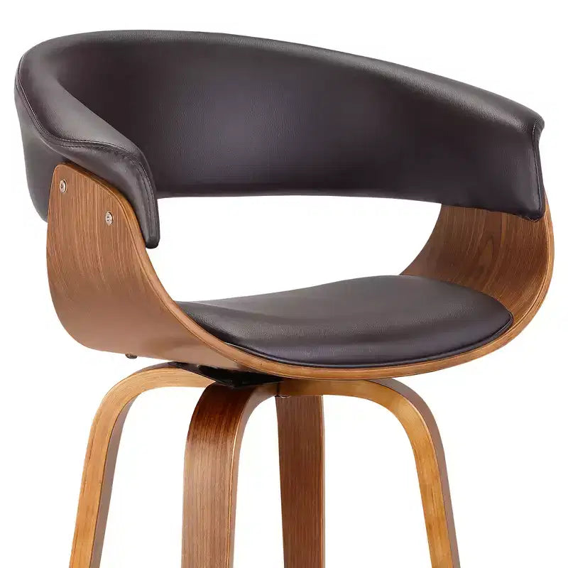 Sgabello da bar girevole da 76 cm in stile Mid-Century – Similpelle, gambe in legno di noce, capacità di 113 kg