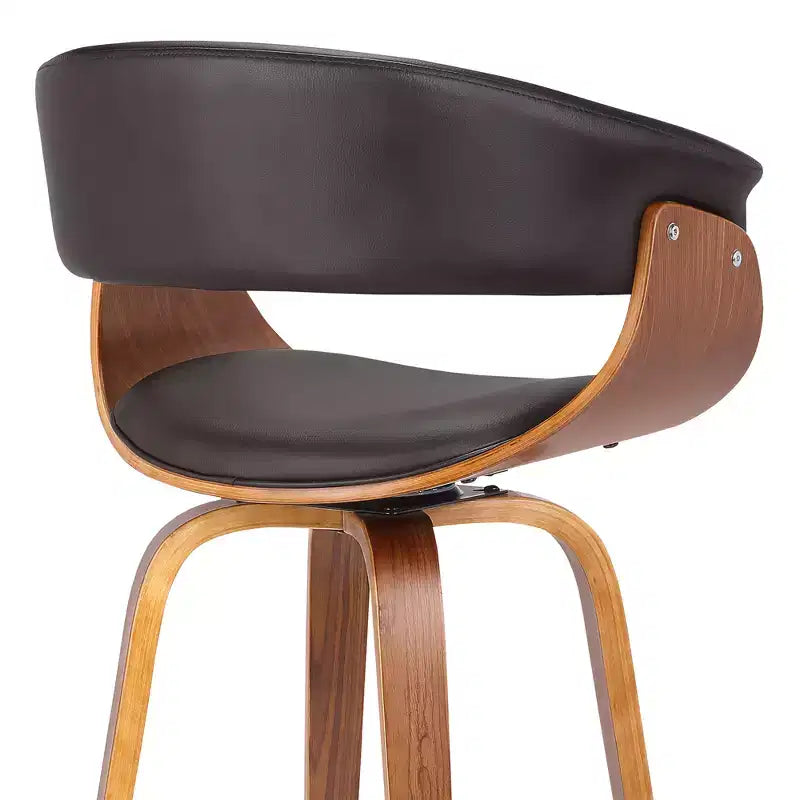Sgabello da bar girevole da 76 cm in stile Mid-Century – Similpelle, gambe in legno di noce, capacità di 113 kg
