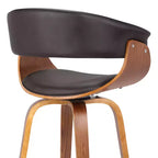 Sgabello da bar girevole da 76 cm in stile Mid-Century – Similpelle, gambe in legno di noce, capacità di 113 kg