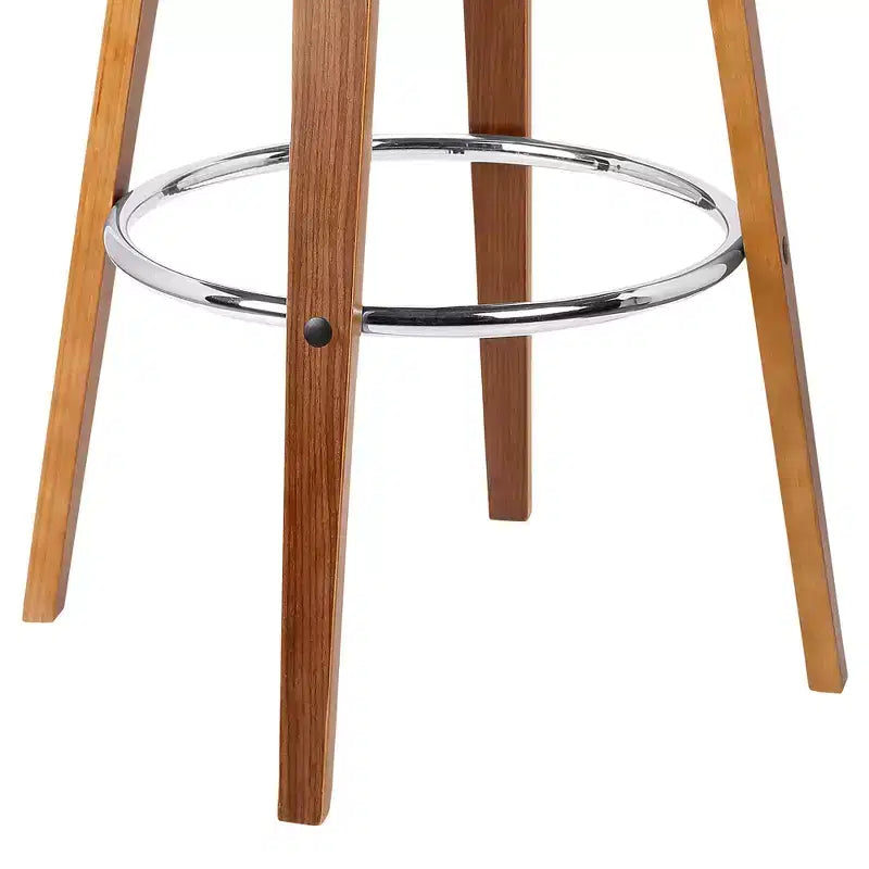 Sgabello da bar girevole da 76 cm in stile Mid-Century – Similpelle, gambe in legno di noce, capacità di 113 kg