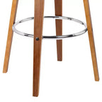 Sgabello da bar girevole da 76 cm in stile Mid-Century – Similpelle, gambe in legno di noce, capacità di 113 kg