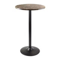 Cora Round Bar High Table Faux Marble Top Metal/Black - Winsome: Modern Pedestal Base, Seats 2