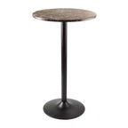 Cora Round Bar High Table Faux Marble Top Metal/Black - Winsome: Modern Pedestal Base, Seats 2