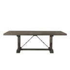 Flynn Extendable Dining Table Walnut Brown - Picket House Furnishings: Rustic Chic, Removable Leaf, Trestle Base