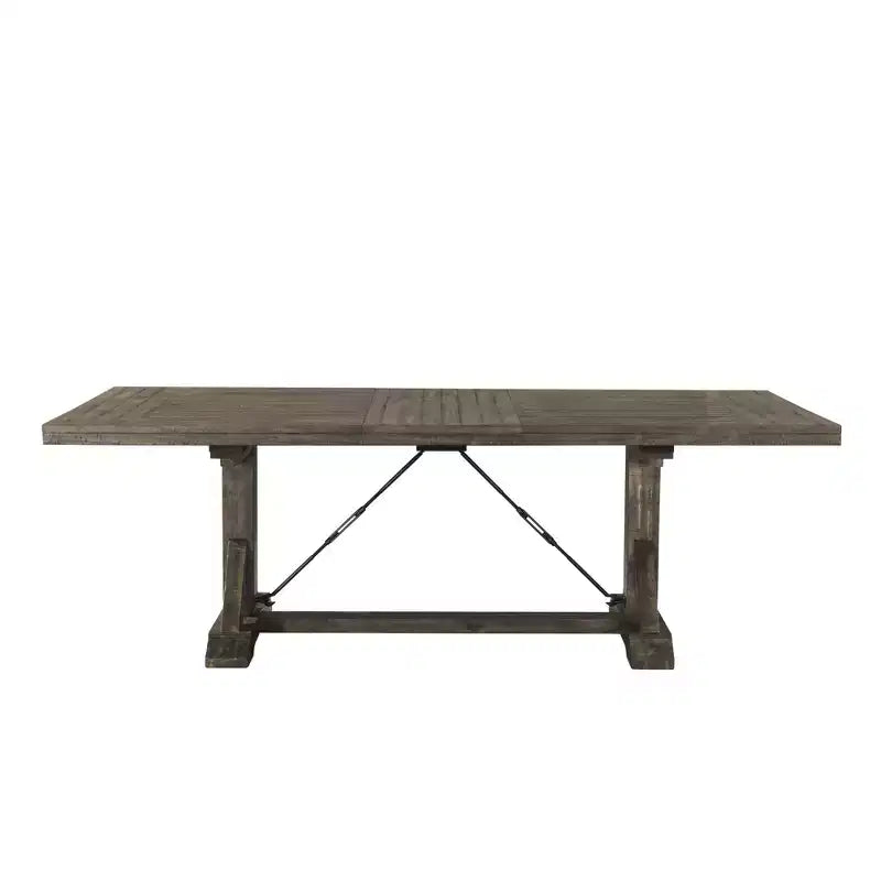 Flynn Extendable Dining Table Walnut Brown - Picket House Furnishings: Rustic Chic, Removable Leaf, Trestle Base